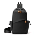 Zaino monospalla nero minimalista con cerniere arancioni e tasche multiuso - Nero