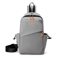 Borsa a tracolla moderna grigia impermeabile con eleganti dettagli con zip arancione - Grigio