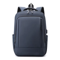 Waterproof deep blue business laptop backpack with USB port and minimalist design - Dark Blue