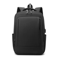 Mochila de negocios negra resistente al agua con correas transpirables y acabado mate fino - Negro