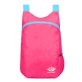 Leichter faltbarer wasserdichter Rucksack in Rosarot mit himmelblauen Trägern - Fuchsia