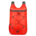 Ultralight foldable outdoor travel backpack in bright red with gray breathable mesh straps - Red