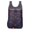 Foldable navy blue hiking backpack with orange bungee cords and tear-resistant fabric - 10L or Less / Dark Blue