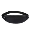 Waterproof black sports waist bag with zipper closure and headphone hole design - Black Waist Bag
