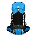 60L outdoor waterproof hiking backpack in bright blue with adjustable white straps - Sky Blue