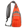 Bright orange outdoor hiking chest bag with water resistant fabric and mesh shoulder strap - Orange