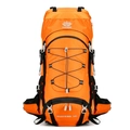 Orange 60L hiking backpack with waterproof nylon and ergonomic waist support straps - 60L / Orange