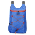 Royal blue lightweight foldable outdoor backpack with contrasting orange elastic ropes - 10L or Less / Sapphire Blue