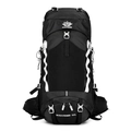 Black 60L hiking backpack with high-density nylon fabric and white VANAHEIMR logo - Black
