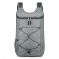 Foldable lightweight grey travel backpack with ripstop fabric and bungee cord - Gray