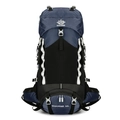 Deep blue and black 60L waterproof outdoor hiking backpack with side mesh pockets - Dark Blue