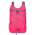 Foldable outdoor backpack in pink and blue with adventure text and elastic mesh pockets - 10L or Less / Rose Red