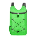 Foldable neon green ultralight travel backpack with grey elastic cords and mesh straps - Green