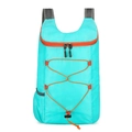 Lightweight foldable hiking backpack in bright blue with orange zipper and elastic cords - 10L or Less / Lake Blue