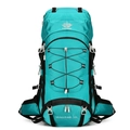 Lake blue 60L outdoor hiking backpack with VANAHEIMR logo and gear attachment loops - 60L / Lake Blue