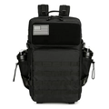 Schwarzer taktischer Rucksack mit Flaggen-Patch und zwei Shaker-Flaschen für Sport - Schwarz