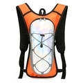Outdoor cycling backpack in bright orange and silver reflective finish with bungee cords - Orange / One Size