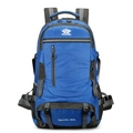 Zaino da trekking blu 60L in nylon resistente con cinghie regolabili per escursioni - Blu