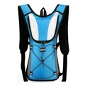 Bright blue water-resistant cycling hydration pack with reflective strips and elastic cords - Blue