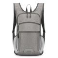 Lightweight grey folding outdoor sports backpack with water-resistant fabric and mesh side pockets - Gray