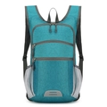 Foldable water-resistant outdoor cycling backpack in cyan with reflective safety strip - Green