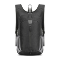 Dark grey foldable outdoor sports backpack with water-repellent fabric and mesh side pockets - Black