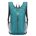 Peacock blue lightweight foldable outdoor sports backpack with reflective safety strips - Green