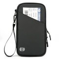 Schwarzer RFID-Reisepasshalter aus robustem Nylon mit Handschlaufe und praktischem Frontfach - Schwarz