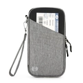 Portafoglio da viaggio RFID grigio scuro in tessuto impermeabile con cinturino da polso - Grigio