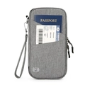 Porta passaporto grigio con blocco RFID in tessuto resistente e cinturino da polso - Grigio