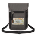 Pochette de voyage grise anti-RFID en nylon quadrillé avec sangle de cou réglable - Gris foncé