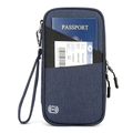 Portafoglio da viaggio RFID blu scuro con cinturino da polso e scomparti funzionali - Blu