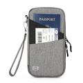Porta passaporto grigio con blocco RFID e tracolla per documenti e carte viaggio - Grigio e Nero