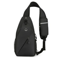 Waterproof black crossbody chest bag with adjustable shoulder strap and utility pockets - Black