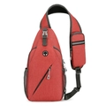 Waterproof red polyester chest bag with adjustable strap and side mesh pocket - Red