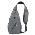 Grey multifunctional crossbody chest bag with reflective safety strip on shoulder strap - Light Gray