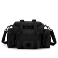 Water-resistant black tactical crossbody bag with MOLLE system and adjustable strap - Black