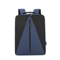 Zaino porta PC blu minimalista con porta USB e tessuto impermeabile strutturato - Blu scuro