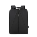 Zaino porta PC impermeabile da uomo nero con design geometrico e porta di ricarica USB esterna - Nero