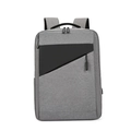 Mochila gris para portátil de estilo negocios con puerto USB y correas ergonómicas - Gris claro