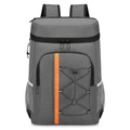 Insulated grey cooler backpack with orange webbing and elastic bungee cords - Dark Gray
