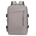 Grand sac à dos de voyage gris en tissu mat imperméable avec design à poches multiples - Gris
