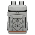 Grey insulated picnic backpack with cooling foil lining and front elastic cords - Light Gray
