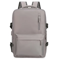 Sac à dos de voyage gris neutre avec poches zippées multiples et boucles de réglage - Gris