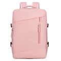 Sac à dos rose imperméable pour ordinateur avec boucles latérales et grande capacité - Rose