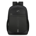 Minimalist black large capacity laptop backpack for business travel with sport logo - Blue