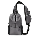 Dunkelgraue wasserdichte Crossbody-Umhängetasche mit verstellbarem Gurt und Kordelzugtasche - Grau