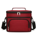 Deep red insulated lunch bag with adjustable shoulder strap and mesh side pockets - Small / Red