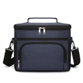 Insulated large dark blue lunch bag with reinforced handles and detachable shoulder strap - Small / Blue