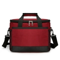 Dark red double-layer Oxford insulated lunch bag with black handles and shoulder strap - Small / Red
